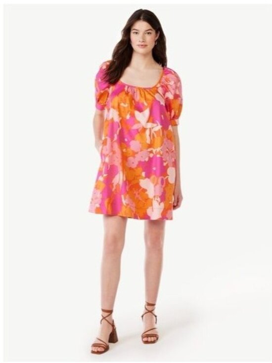 Free Assembly Dresses & Skirts - Free Assembly Womens Floral Puff Sleeve Dress XL 100% Cotton